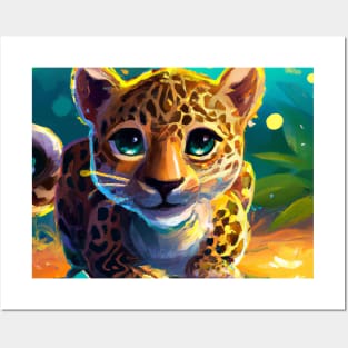 Cute Leopard Drawing Posters and Art